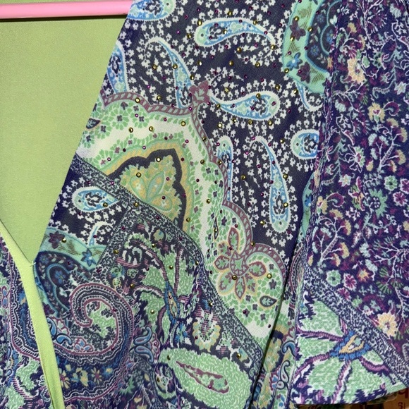 NWT One World “Live and Let Live” Paisley Print Flutter Sleeve Dress – Size L - Picture 2 of 16